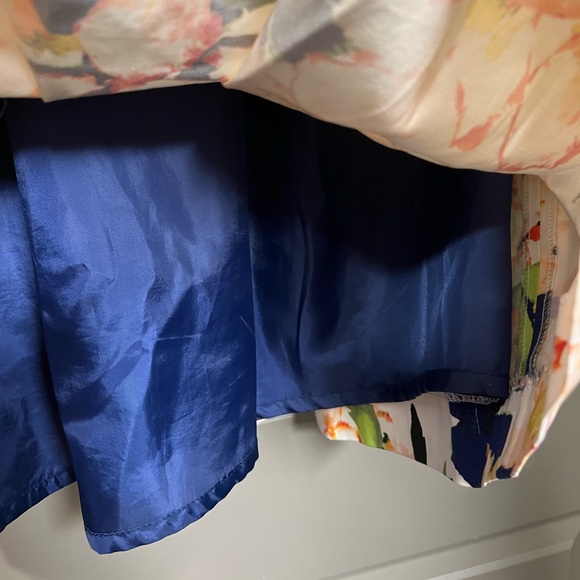 J Crew Factory Navy Floral Cotton Pleated Fit & Flare Sleeveless Dress Size 12 - Picture 8 of 9